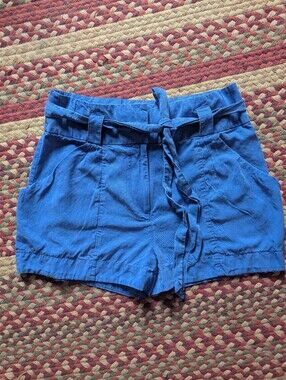 H&M Women’s High-Waist Tie-Belt Shorts in Blue